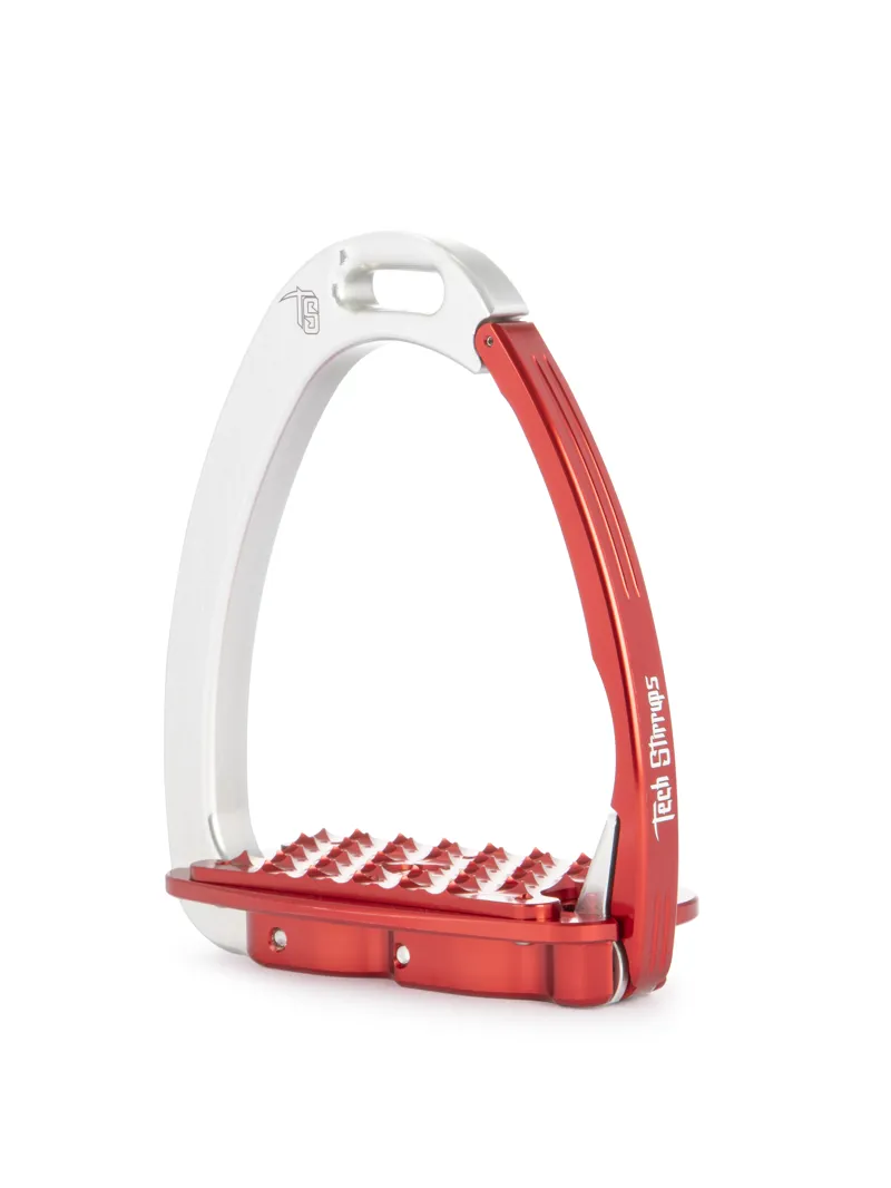 Tech Venice Flat Evo Safety Stirrups-Silver/Red